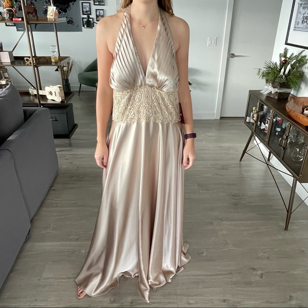 Cocktail Dress Beige Satin Brand New